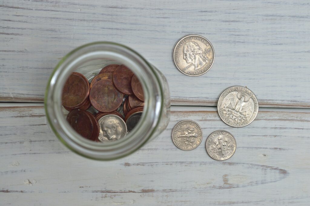 coins in a jar